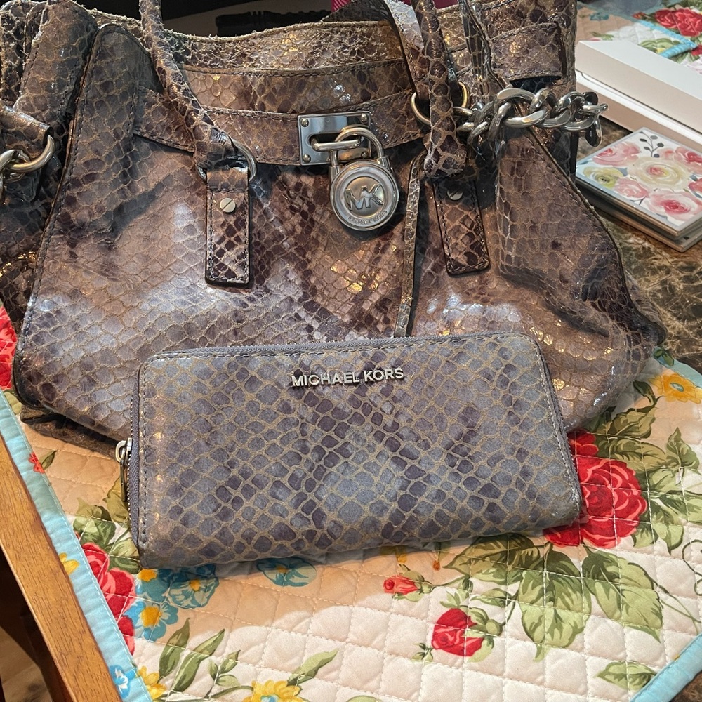 Blue Python Michael Kors Purse And Matching Wallet - image 2